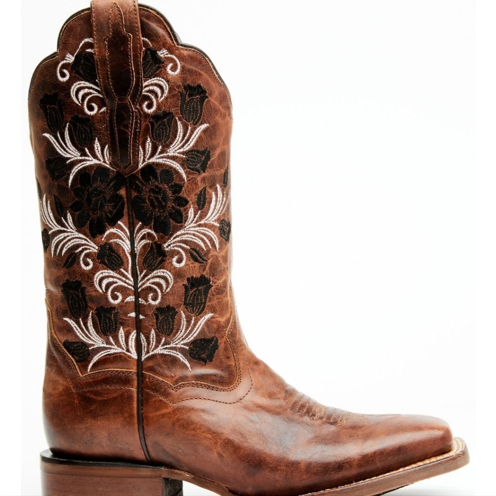 Dan Post Athena Floral Embroidered Western Performance Broad Square Toe Boots‎